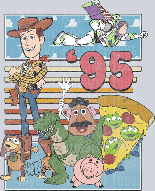 Toy Story EST 1995 Pizza and funny characters DTF Disney Transfers