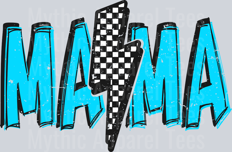 MAMA Blue and Black Lightning Bolt DTF Mini Mama Transfers
