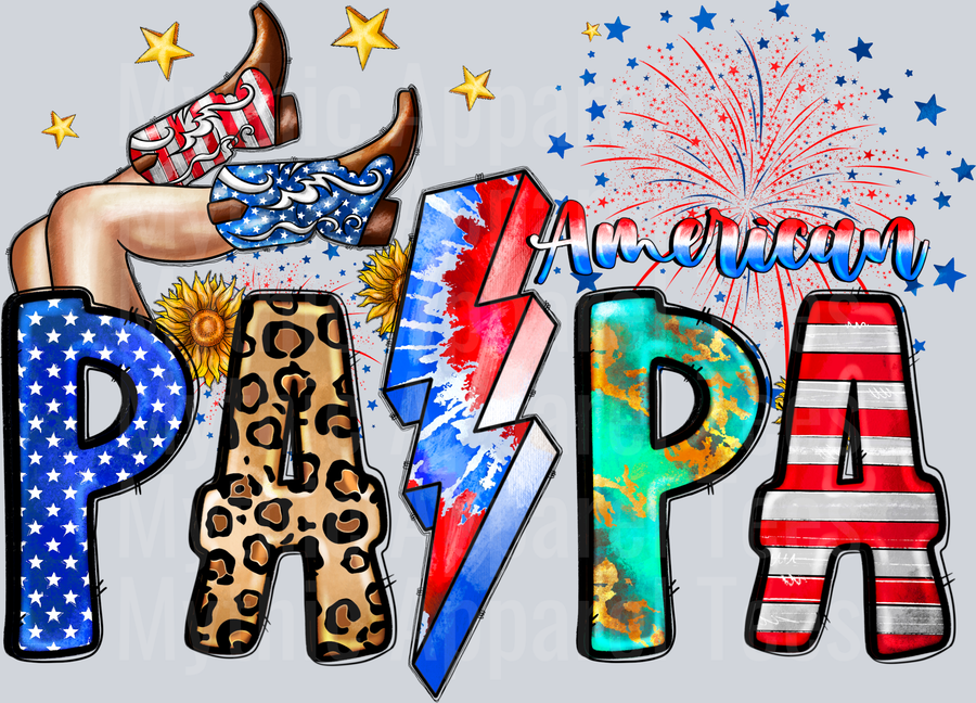 American Papa 4th of july DTF Patriotic Transfers