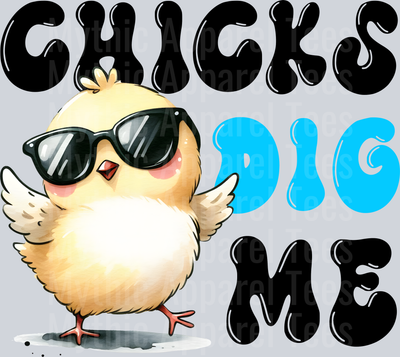 Chicks dig me 2 cute funny chicken DTF Chicken Transfers