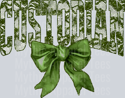 Olive Green Lace Custodian St Patrick's Day College Font Floral and shamrock pattern