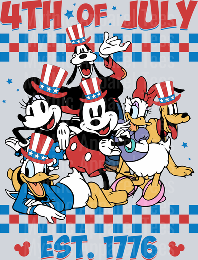 4th of July est 1776 Mickey and Friends DTF Patriotic Disney Transfers