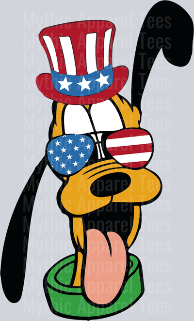 pluto 2 Top Hat Dog DTF Patriotic Disney Transfers