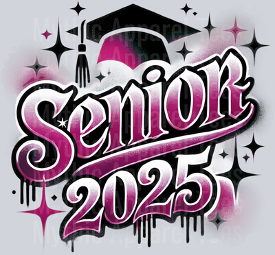 006 Senior Airbrushed Maroon DTF 2025 Senior Graduation Transfers