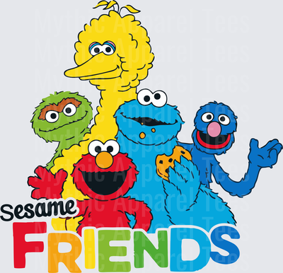 Sesame Street Friends Big Bird Elmo Cookie Monster Grover Oscar Group