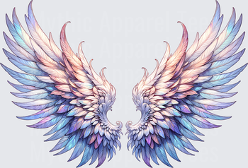 Angel Wings Pastel Blue Purple Pink Ombre Feathered Spread