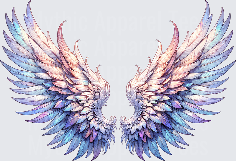Angel Wings Pastel Blue Purple Pink Ombre Feathered Spread