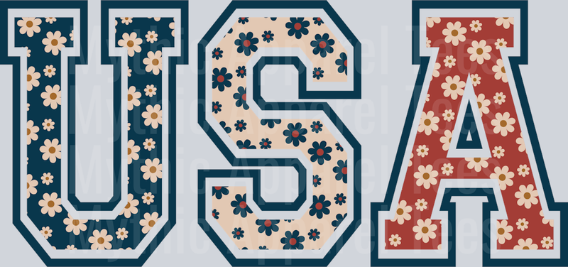 USA Animal and floral print Red White and Blue DTF Patriotic Transfers