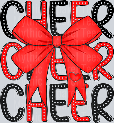 Red and Black Cheer bow with dots DTF Cheer Bow Transfers