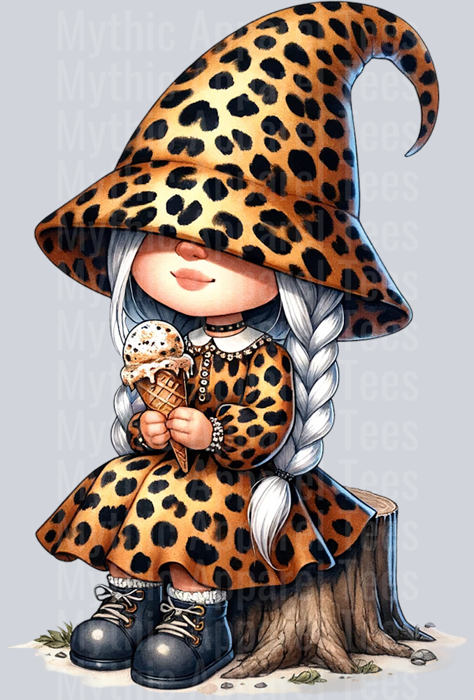 14 Gnome Girl Leopard Print Adorable DTF Gnome Transfers