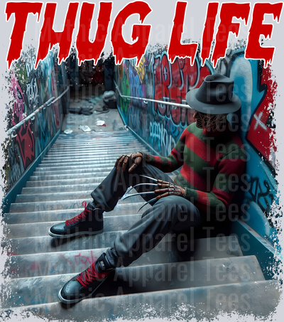 Freddy Krueger on stairs Horror Movie DTF Thug Life Transfers