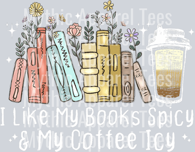 Books flowers and coffee DTF Coffee Transfers