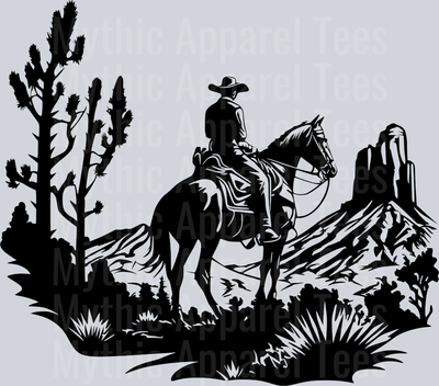 Cowboy on horse DTF Western Transfers
