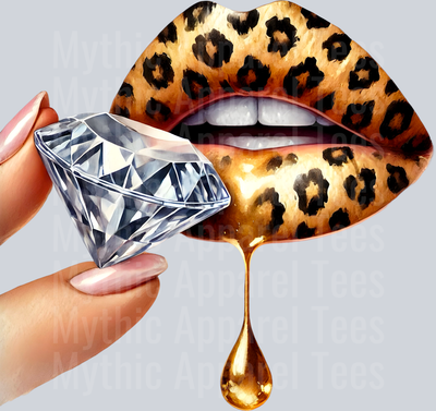 Gold Leopard Diamond Lips (23) DTF Glam Transfers