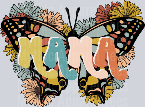 Mama Butterfly with retro colors DTF MOM Transfers
