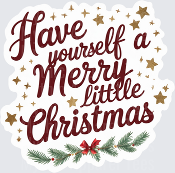 Christmas Have Yourself a Merry Little Christmas Gold Stars Pine