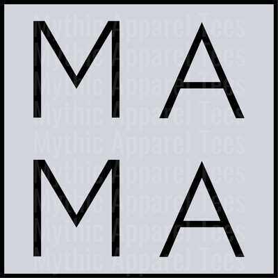 Mama Black with a square box simplistic DTF MOM Transfers