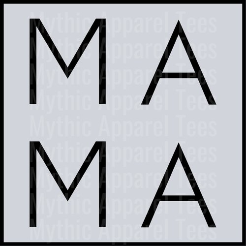 Mama Black with a square box simplistic DTF MOM Transfers