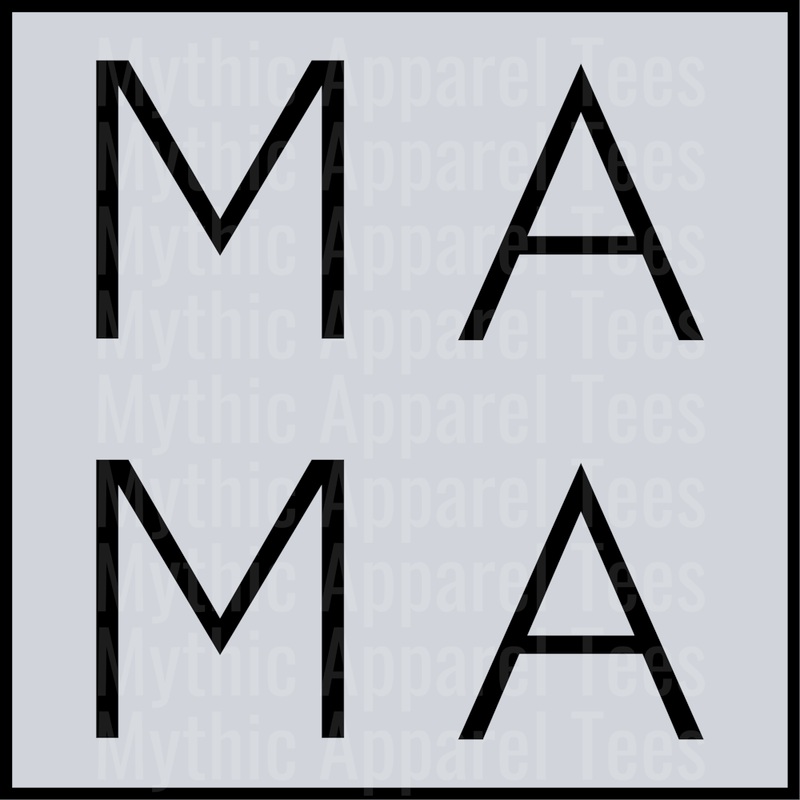 Mama Black with a square box simplistic DTF MOM Transfers