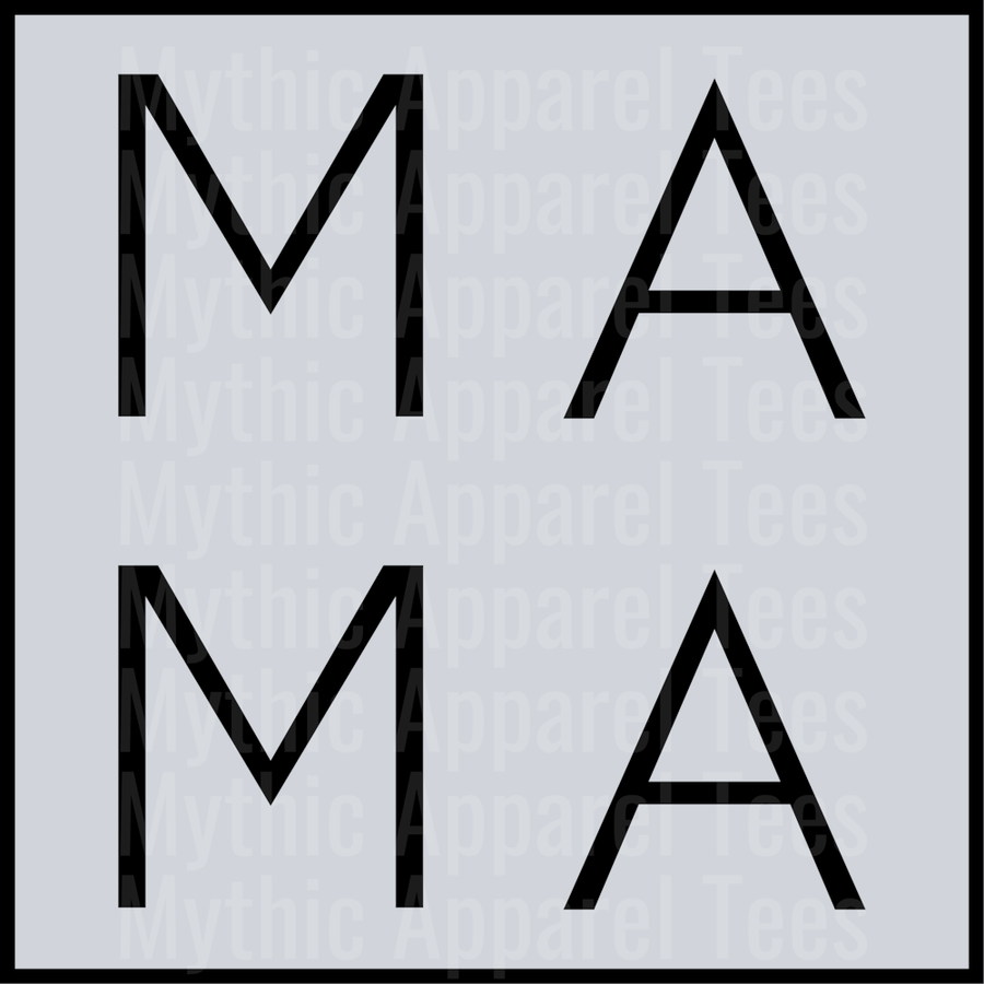 Mama Black with a square box simplistic DTF MOM Transfers