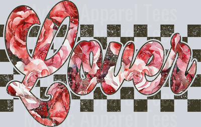 Lover Rose Overprint Black Checkered Style Combo Valentines Day Design