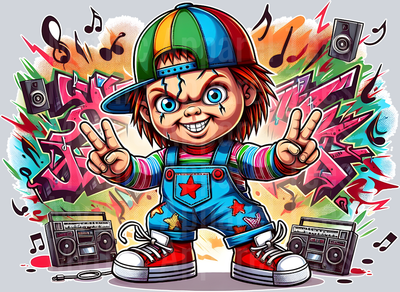 Chucky Horror Movie 2 Graffiti DTF Pop Culture Transfers