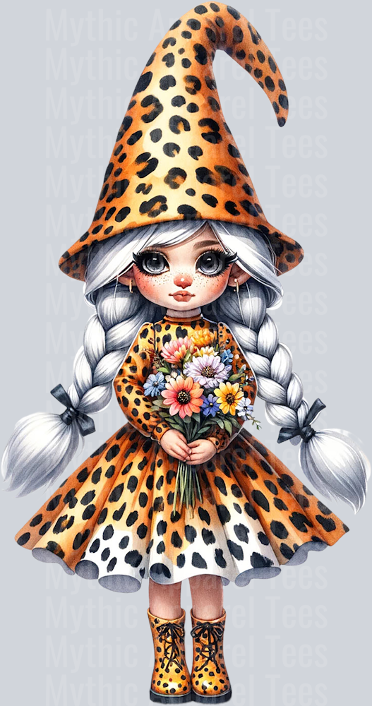 7 Gnome Girl Leopard Print Adorable DTF Gnome Transfers