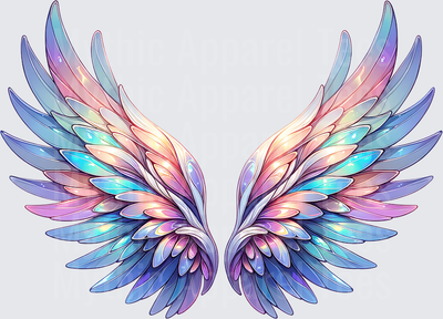 Angel Wings Holographic Iridescent Pastel Rainbow Feathered