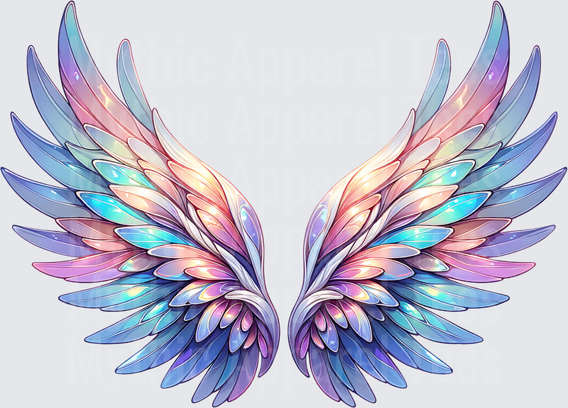 Angel Wings Holographic Iridescent Pastel Rainbow Feathered