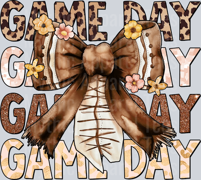Game Day ribbon with flowers and animal prints DTF Football Transfers