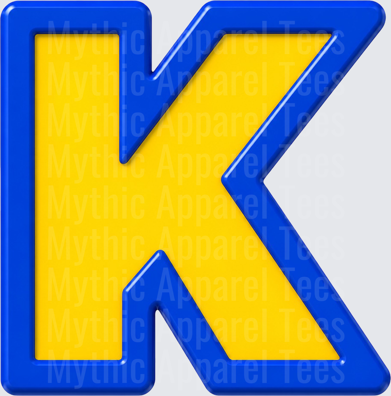 Toy Story Alphabet Letter K Bold Blue and Yellow