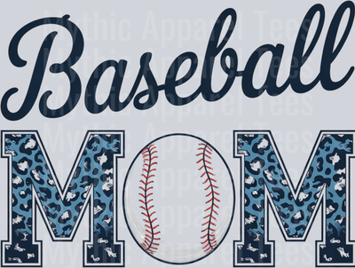 Baseball mom blue glitter DTF Baseball Transfers