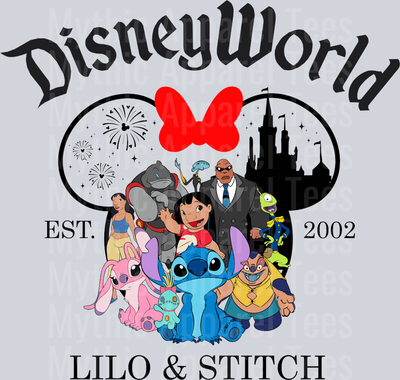 Disney World Lilo and Stitch Classic Red Bow DTF Lilo and Stitch Transfers