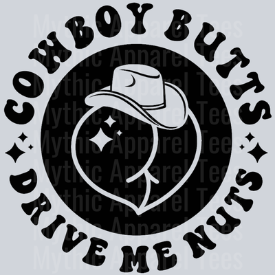 Cowboy Butts Drive Me Nuts Pocket Design Wavey Retro Style Funny Shirt Design