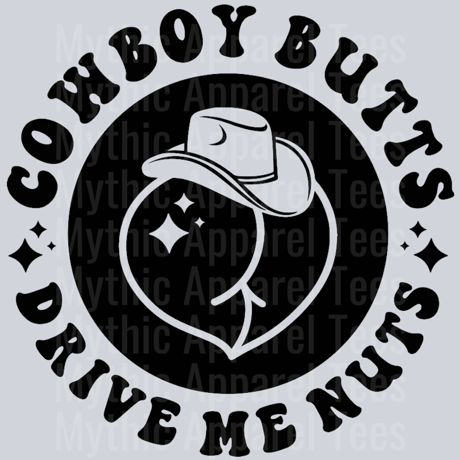 Cowboy Butts Drive Me Nuts Pocket Design Wavey Retro Style Funny Shirt Design