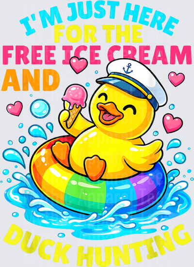 Jeep Ducks I'm Just Here For Free Ice Cream And Duck Hunting Rubber Duck Sailor Rainbow Float