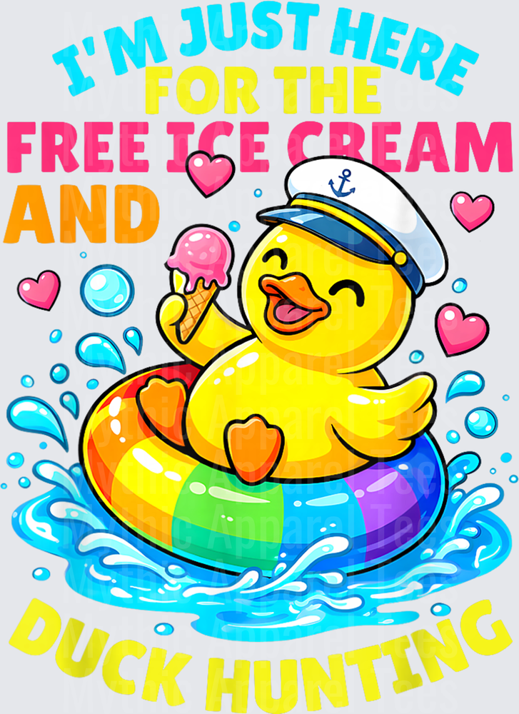 Jeep Ducks I'm Just Here For Free Ice Cream And Duck Hunting Rubber Duck Sailor Rainbow Float