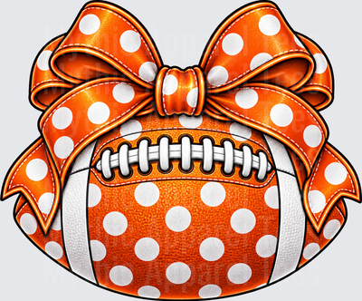Football Orange and White Polka Dot Football with Matching Satin Bow