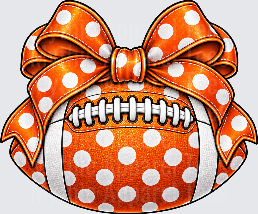 Football Orange and White Polka Dot Football with Matching Satin Bow