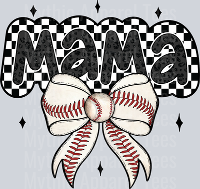 Mama checker pattern with red white stirpes on bow cute DTF Sports Transfers