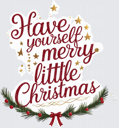 Christmas Have Yourself A Merry Little Christmas Script Gold Stars Pine Garland