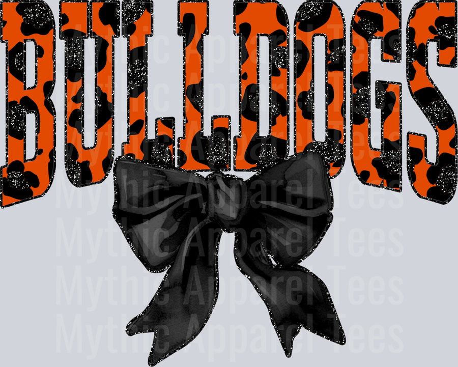 Orange Leopard Bulldogs Checkers Orange and Black with Bow Dog