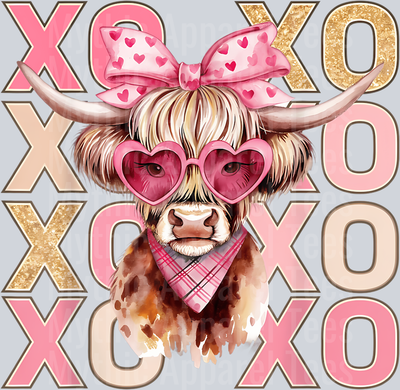 207 Valentines Day Animal Highland Cow Happy Cowentines Day Pun T-Shirt