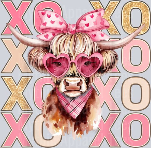 207 Valentines Day Animal Highland Cow Happy Cowentines Day Pun T-Shirt