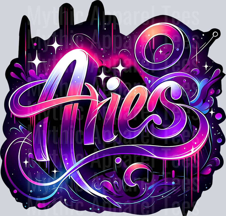 Aries Purple Sign DTF Zodiac Sign Transfers