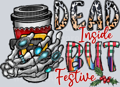 Dead inside but festive coffee skeleton hand