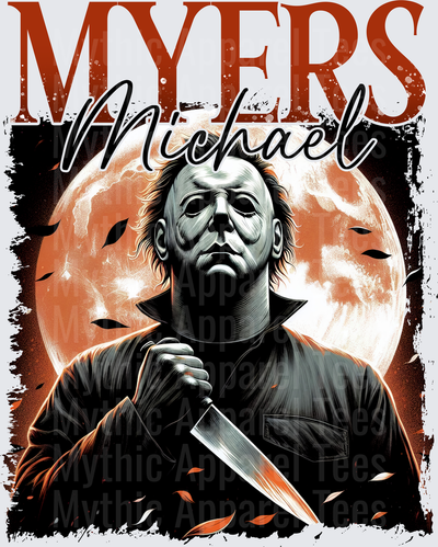 Michael Myers Halloween Horror Blood Moon Knife Falling Leaves Graphic