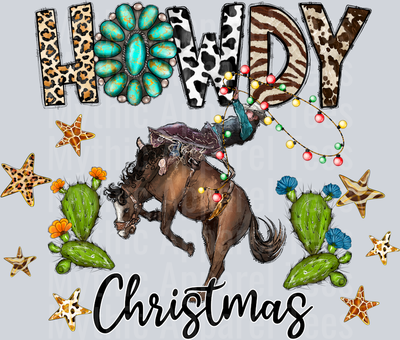 Howdy Christmas Horse Cactus Western