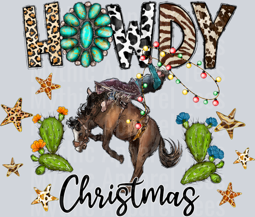 Howdy Christmas Horse Cactus Western