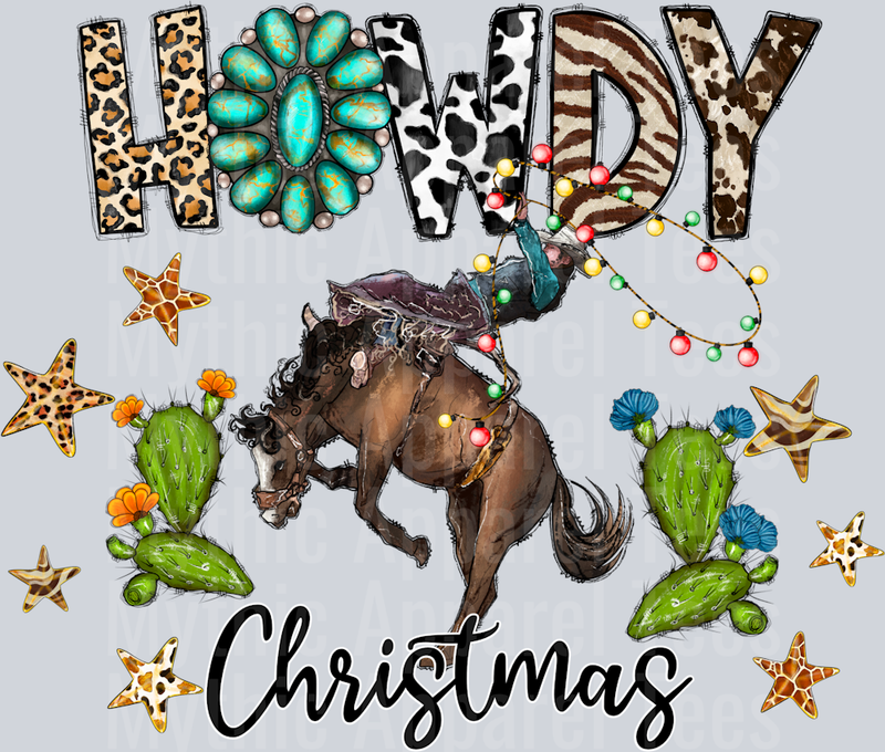 Howdy Christmas Horse Cactus Western